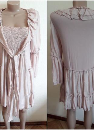 Пудровое платье туника9 фото