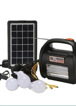 Сонячна стація 5 в 1 (led-ліхтарик, сонячна панель, акумулятор(powerbank) 9000ma, fm-радіо, bluetooth,