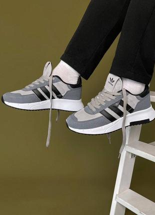 Кроссовки adidas vz silver (серые с черным)2 фото