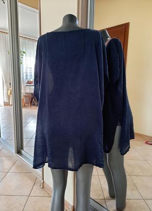 Котоново-вискозный с вышивкой блузон, туника большого размера5 фото