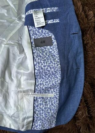 Піджак чоловічий сіро-блакитний h&m 46 розміру4 фото