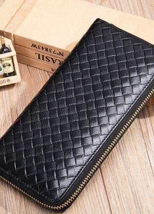 Мужской кожаный кошелек на молнии leather collection (9073)