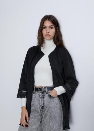 Zara жакет кардиган из искусственной замши с бахромой из новых коллекций /6293/3 фото