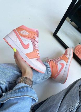 Женские кроссовки nike air jordan 1 retro rose orange скидка sale / smb