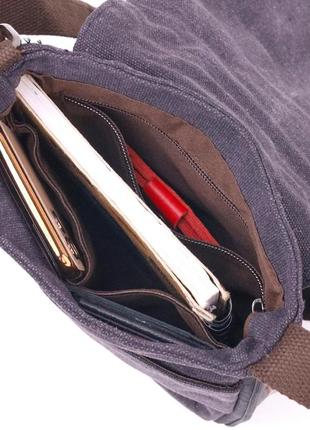 Сумка через плечо мужская тканевая текстиль темно серая сумка-планшет месенджер5 фото