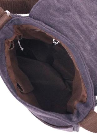 Сумка через плече чоловіча тканинна текстиль темно-сіра сумка-планшет месенджер6 фото