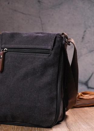 Сумка через плечо мужская тканевая текстиль темно серая сумка-планшет месенджер3 фото