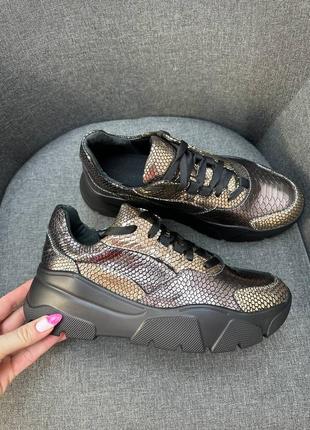 Нікелеві кросівки 7️⃣0️⃣7️⃣ натуральна дорога натуральна шкіра пітон 36-41