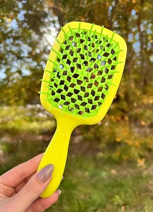 Гребінець для волосся "super brush" неоновий жовтий в пакеті