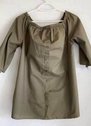 Хлопковая весенняя просторная стильная удлиненная блуза с возможностью открытых плечей xl l m1 фото