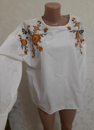 Mango вишиванка блуза сорочка з вишивкою  пишний рукав1 фото