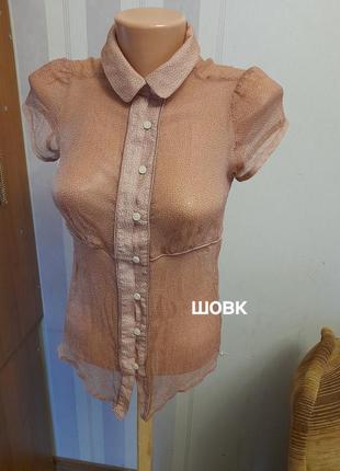 Невероятная нежная блуза в горох шелк шелковая блузка хс с2 фото