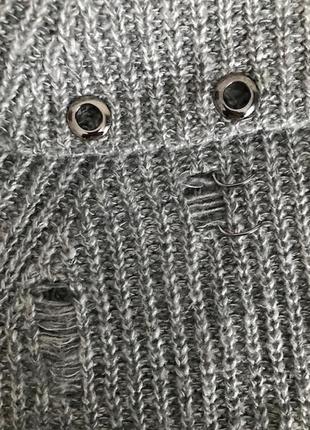 Стильный серый свитер в стиле гранж от голландского esqualo, размер  xs-s7 фото