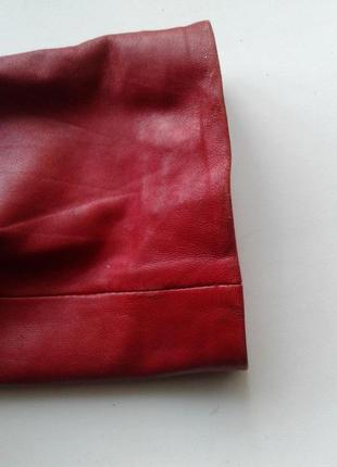 Женская кожаная короткая красная куртка пиджак жакет на молнии  mascot батал нюансы5 фото