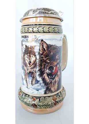 Кружка для пива artina «волки. удачная охота»  (h-19,5 см, 500 мл)