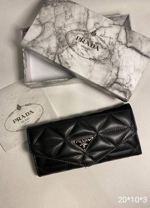 Гаманець з екошкіри чорний, гаманець жіночий, в стилі prada milano прада мілано жіночий в стилі prada прада