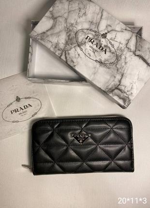 Гаманець з екошкіри чорний, гаманець жіночий, гаманець жіночий в стилі prada прада в стилі prada milano прада мілано1 фото