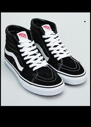 Хіт сезону! кеди vans sk8 hi sk-8 black / white хайтопи олдскул високі скейт венси ванси ванс венс 3