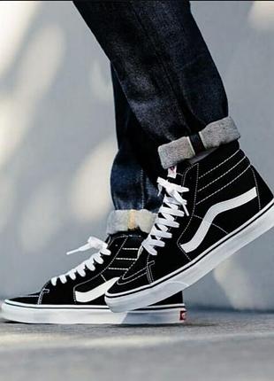 Хіт сезону! кеди vans sk8 hi sk-8 black / white хайтопи олдскул високі скейт венси ванси ванс венс 2