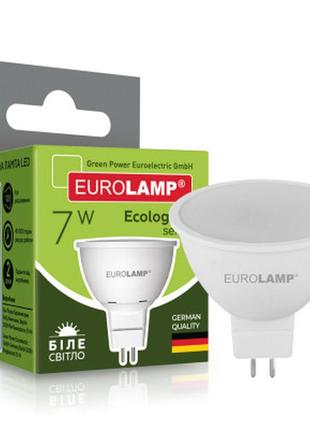 Лампочка eurolamp led smd mr16 7w gu5.3 4000k 220v (led-smd-07534(p)