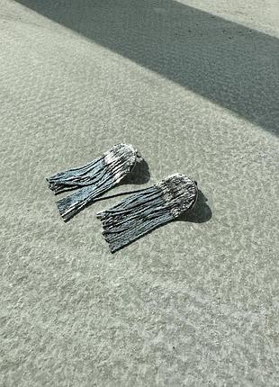 Сережки під срібло вечірні блискучі