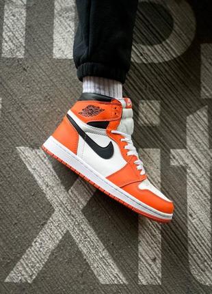 Мужские высокие кожаные кроссовки nike air jordan 1 retro reverse "shattered backboard#найк