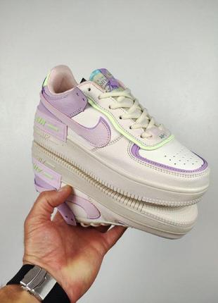 Женские кроссовки nike air force 1 shadow beige/purple2 фото