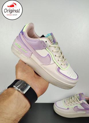 Женские кроссовки nike air force 1 shadow beige/purple1 фото