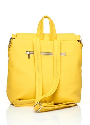 Жіночий рюкзак-сумка sambag loft стьобаний жовтий8 фото