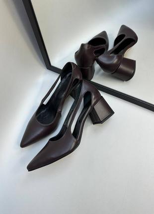 Эксклюзивные туфли из натуральной итальянской кожи и замша женские на каблуке1 фото