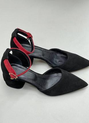 Ексклюзивні туфлі з італійської шкіри та замші жіночі на підборах5 фото