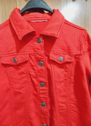 Червона джинсова куртка піджак 46-48 розміру7 фото