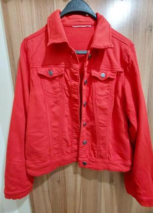 Червона джинсова куртка піджак 46-48 розміру6 фото