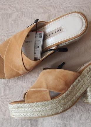 Босоножки сабо zara 39 нат. замша