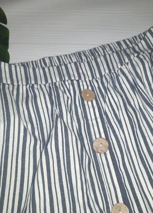 Льняная юбка в полоску с пуговицами р.485 фото