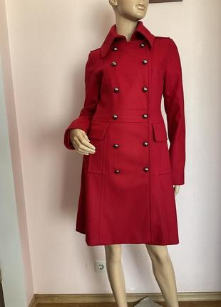 Красное качественное фирменное пальто/xs/ brend hallhuber шерсть 80%