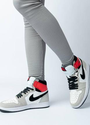 Кросівки nike air jordan 1 high "grey black red"