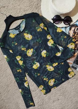 Крутой цветочный джемпер сетка/топ/блузка/блуза1 фото