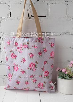 Еко сумка з квітами "rose" 1, сумка-пакет, еко-торба, шоппер/экотрба в цветок