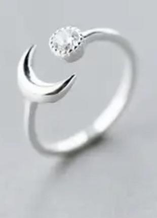 Серебристый перстень в восточном стиле полумесяц регулируется объем2 фото