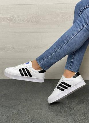 Женские кеды adidas originals sambarose w white/black6 фото