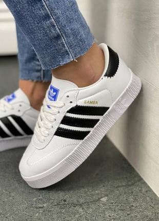 Женские кеды adidas originals sambarose w white/black9 фото