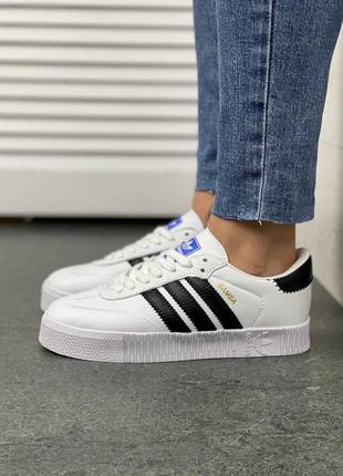 Женские кеды adidas originals sambarose w white/black4 фото