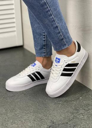 Женские кеды adidas originals sambarose w white/black5 фото