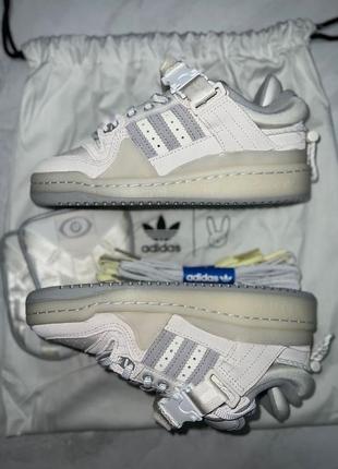 Шикарные унисекс кроссовки adidas forum low x bad bunny cloud white белые с серым 36-45 р