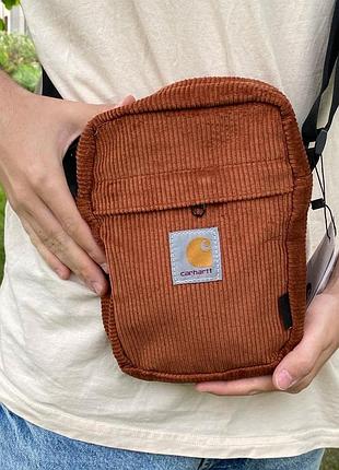 Вельветовый мессенджер carhartt/ вельвет сумка кархарт/коричневый/рыжий/ оригинал