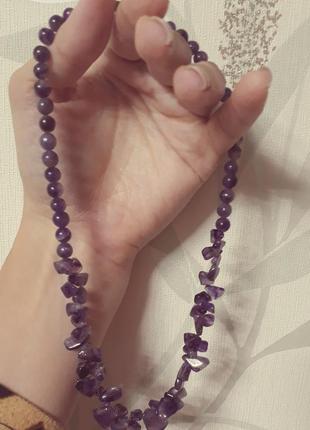 Кольє з натурального аметисту