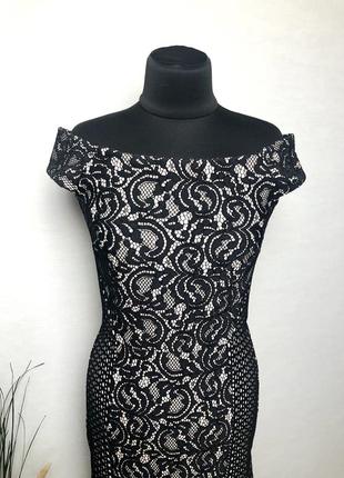 Приталена ажурна сукня відкриті плечі3 фото