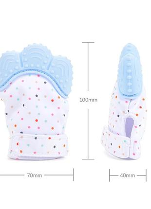 Перчатка прорезыватель грызунок силиконовая точечка зелёная ryta132 фото