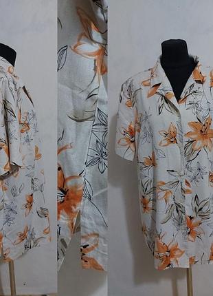 Рубашка в цветах с коротким рукавом из смесового  льна  c&a